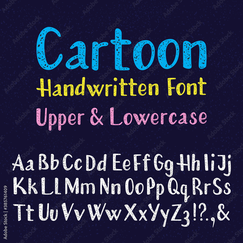 Fpg Lettering Cartoon handwritten font. Uppercase and lowercase letters. Isolated ...
