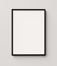 Picture Frame On A Wall Black Frame. Blank Mockup