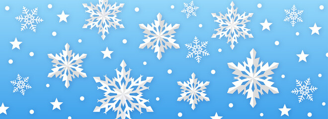 Wall Mural - Blue Christmas background with snowflakes