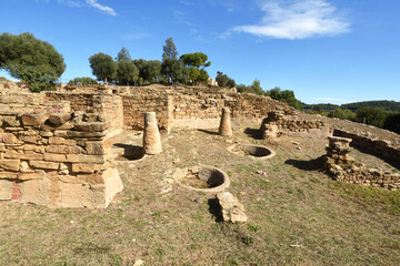 Wall Mural - close up of columns and silos of Iberian settlement of Ullastret, Girona province, Catalonia, Spain