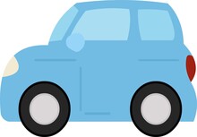 Vector Emoticon Illustration Of A Simple Blue Car
