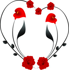 Wall Mural - Branch with flowers in a heart shape.