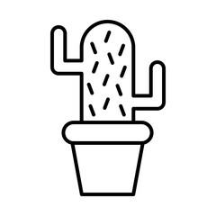 Poster - Cactus sticker and line style icon design, Plant desert nature tropical summer mexico and western theme Vector illustration