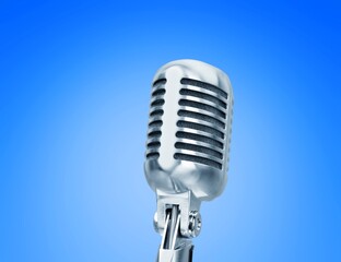 Sticker - Retro style classic microphone on background