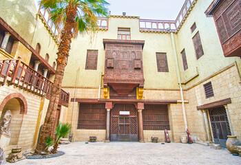 Wall Mural - The beautiful balcony of historical edifice in Coptic Cairo, Egypt