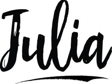 Julia-Female Name Modern Brush Calligraphy On White Background
