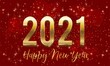 Golden 2021 New Year 3d Number Design With Burst Glitter on Red Colour Background - Happy New Year 2021 Golden 3d Number with Red background – New Year 2021 3d Metallic Golden vector illustration