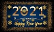 2021 Happy New Year Golden Vector Background with Golden snow flake – 2021 Winter holiday new year greeting card design vector illustration - New Year 2021 Golden Vector illustration eps 10