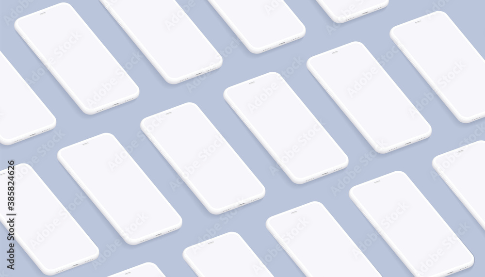 Isometric smartphone mockup for presentation your application screens ...