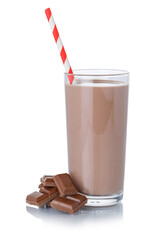 Wall Mural - Chocolate milk shake milkshake in a glass straw isolated on white