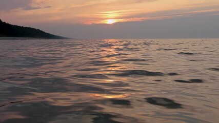 Poster - Sunset over Baltic Sea in Katy Rybackie village in Gmina Sztutowo, Pomerania region of Poland