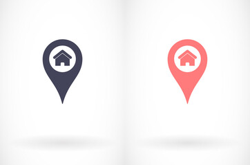 Wall Mural - Map pointer house vector icon , design Map pointer house illustration for web. Flat style Map pointer house