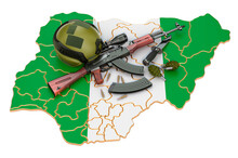 Military Force, Army Or War Conflict In Nigeria Concept. 3D Rendering