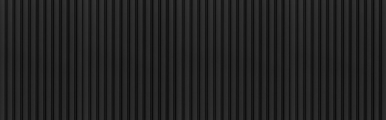 Panorama of Black Corrugated metal background and texture surface or galvanize steel