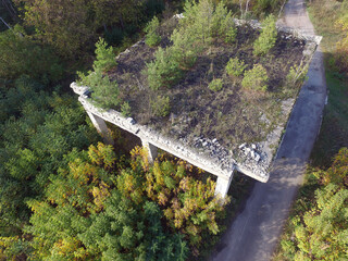 Wall Mural - Drone quadrocopter explores an abandoned industrial building.Kiev