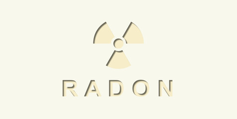 Wall Mural - Illustration to background radiation. Radioactive, colorless, odorless, tasteless noble gas Radioactivity logo on yellow. Poster, danger. Radon, a contaminant that affects indoor air quality worldwide