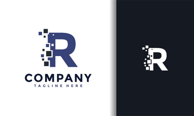 Sticker - Letter R pixels tech logo