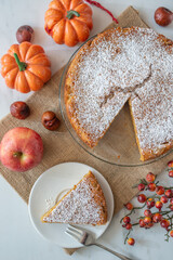 sweet home made apple pumpkin pie with almonds