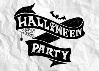 Wall Mural - Happy Halloween  Party, Text Banner, Tattoo Style