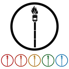 Poster - Torch flame ring icon. color set