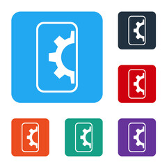 White Software, web development, programming concept icon isolated on white background. Programming language and program code on screen mobile. Set icons in color square buttons. Vector.
