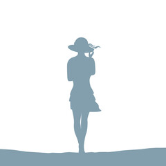 Wall Mural - summer girl with hat silhouette isolated vector illustration EPS10