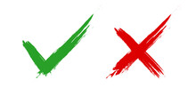 Check Mark & Cross Signs. Green Checkmark & Red X Symbol