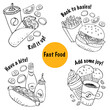 © katyabogina - Vector fast food sets line art style