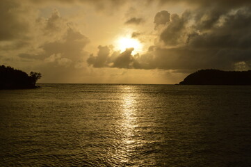 Wall Mural - Sunset over the stunning beaches of Antigua and Barbuda in the Caribbean