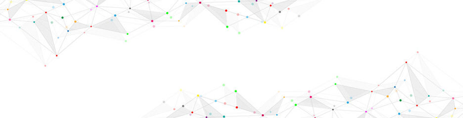Website header or banner design with abstract geometric background and connecting dots and lines. Global network connection. Digital technology with plexus background and space for your text.