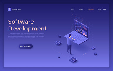 Wall Mural - Isometric Vector Landing Page