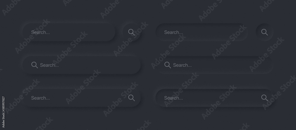 Search Bars In Different Variants UI Neumorphism Dark Version Vector ...