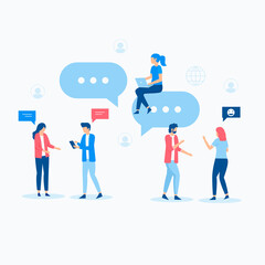 Wall Mural - Flat illustration of internet forum concept. Illustration for websites, landing pages, mobile applications, posters and banners.