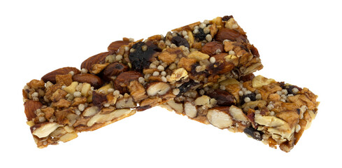 Wall Mural - Apple and spice protein bars isolated on a white background.