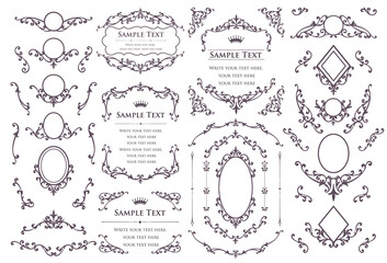 Wall Mural - vintage ornament set. borders and frames.