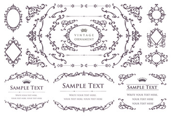 Wall Mural - vintage ornament set. borders and frames.