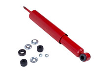 Shock Absorber In Red With A Kit For Installation On A Car Isolated On A White Background