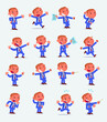 © David - Cartoon character businessman in smart casual style. Set with different postures, attitudes and poses, doing different activities in isolated vector illustrations