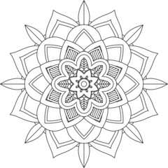 Easy Mandala coloring book simple and basic for beginners, seniors and children. Set of Mehndi flower pattern for Henna drawing and tattoo. Decoration in ethnic oriental, Indian style.