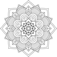 Easy Mandala coloring book simple and basic for beginners, seniors and children. Set of Mehndi flower pattern for Henna drawing and tattoo. Decoration in ethnic oriental, Indian style.