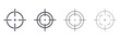 Target destination icon set. Aim sniper shoot group. Focus cursor bull eye mark collection. Vector isolated on white