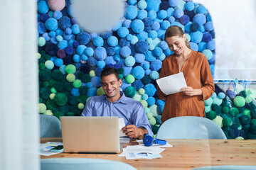 Wall Mural - Coworkers are working with smile