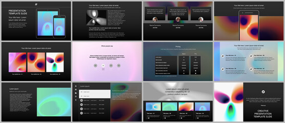 Wall Mural - Vector templates for website design, presentations, portfolio. Templates for presentation slides, flyer, leaflet, annual report. Medical design with bright colored gradient pattern in form of cells.