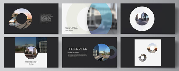 Wall Mural - Vector layout of the presentation slides design business templates, multipurpose template for presentation brochure, cover. Background template with rounds, circles for IT, technology. Minimal style.