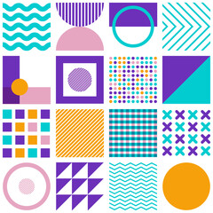 Wall Mural - geometric simple shapes minimal seamless pattern on white background.