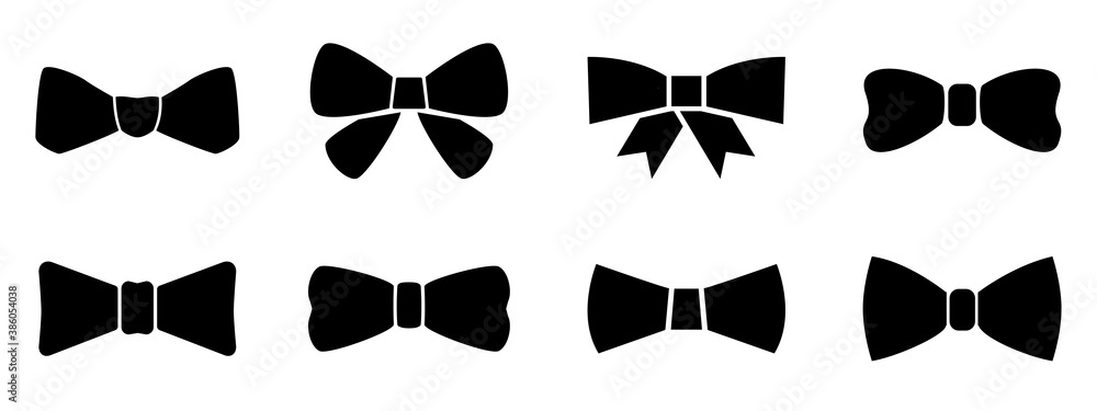 Set bow tie or neck tie simple icons isolated. Elegant silk neck bow. Vip event accessory – for stock