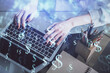 © peshkova - Double exposure of woman hands typing on computer and forex chart hologram drawing. Stock market invest concept.