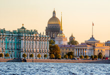 St. Petersburg Cityscape With St. Isaac's Cathedral, Hermitage Museum And Admiralty, Russia