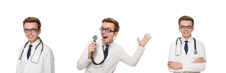 Wall Mural - Funny doctor isolated on white