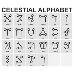 Canvas Print - vector icon set with Ancient Occult Celestial Alphabet for your project